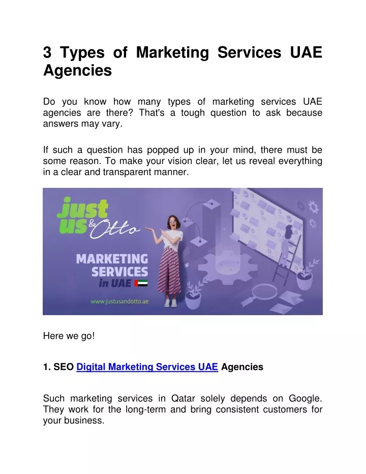 3 types of marketing services uae agencies
