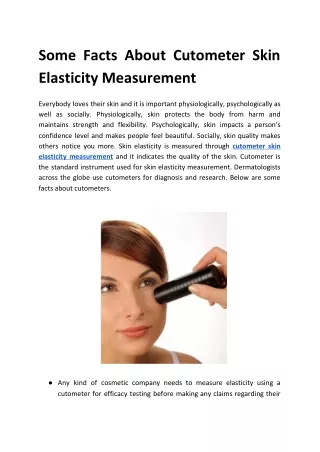 some facts about cutometer skin elasticity
