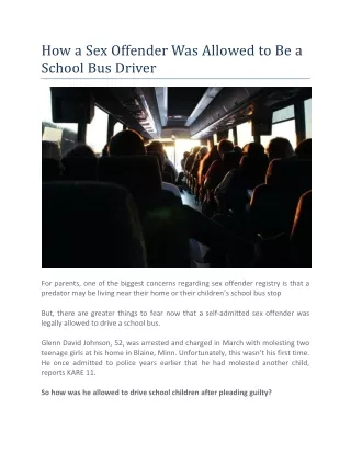 How a Sex Offender Was Allowed to Be a School Bus Driver