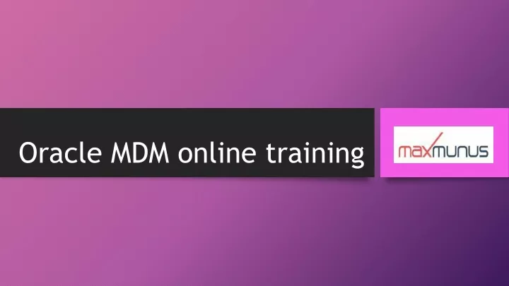 oracle mdm online training
