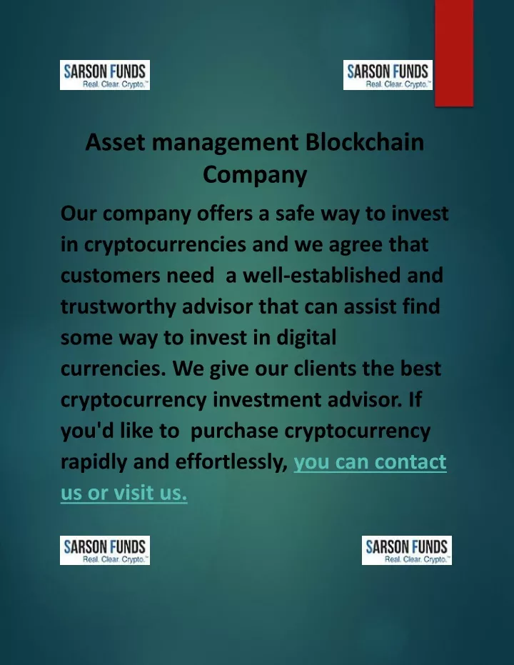 asset management blockchain company our company
