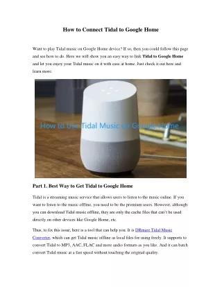 how to connect tidal to google home