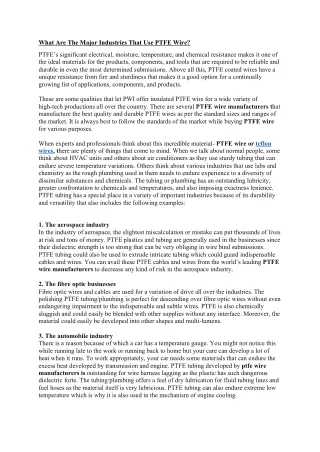 what are the major industries that use ptfe wire