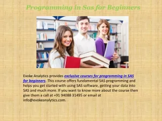 Programming in Sas for Beginners