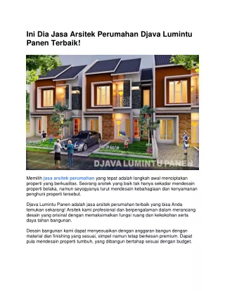 ini dia jasa arsitek perumahan djava lumintu