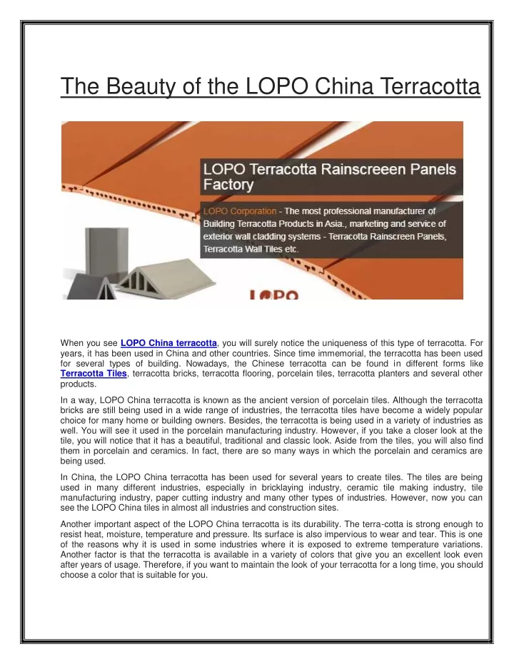 the beauty of the lopo china terracotta