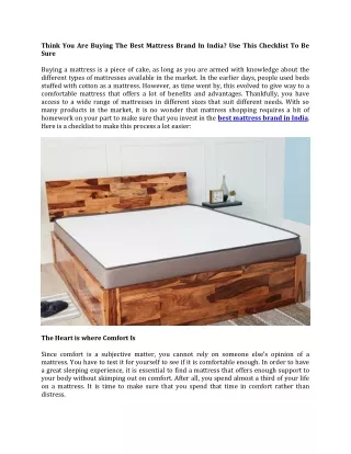 think you are buying the best mattress brand