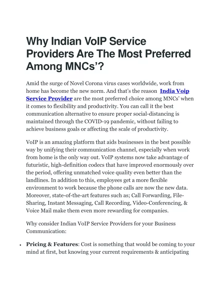 why indian voip service providers are the most