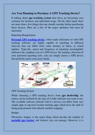 Are You Planning to Purchase A GPS Tracking Device?