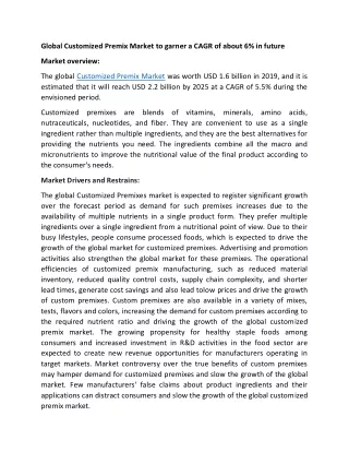 global customized premix market to garner a cagr