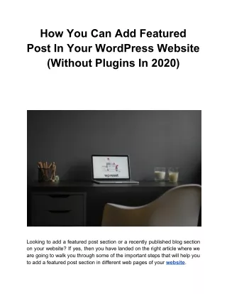 how you can add featured post in your wordpress
