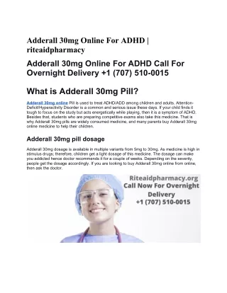 Adderall 30mg Online For ADHD | riteaidpharmacy