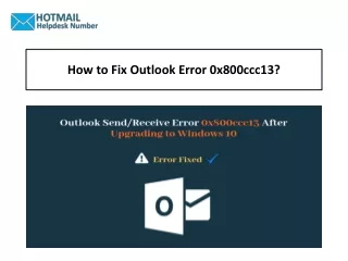 How to Fix Outlook Error 0x800ccc13?