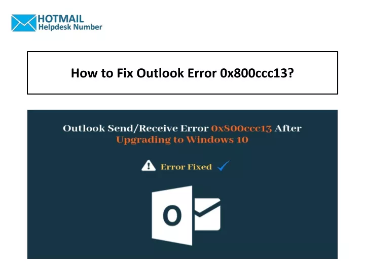 how to fix outlook error 0x800ccc13