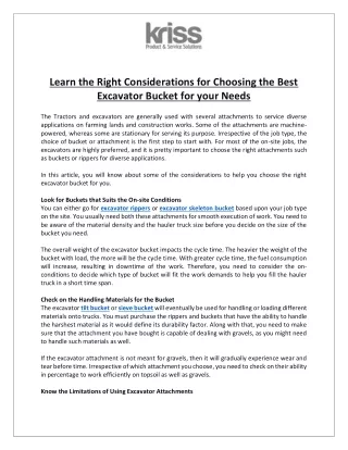 learn the right considerations for choosing