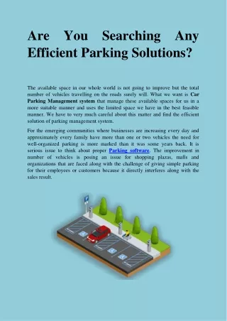 Are You Searching Any Efficient Parking Solutions?
