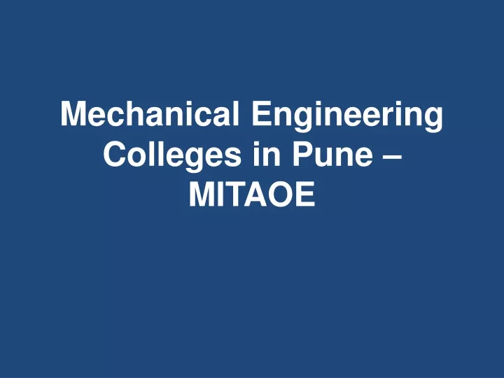 mechanical engineering colleges in pune mitaoe