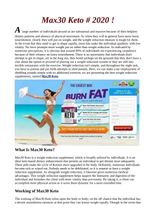 Max30 Keto| Side Effects | Reviews  | Benfits | Ingredients.