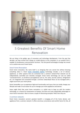 5 Greatest Benefits Of Smart Home Renovation