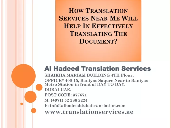 how translation services near me will help in effectively translating the document
