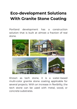 Eco-development Solutions With Granite Stone Coating