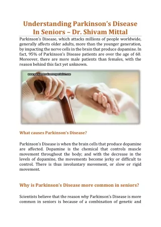 Understanding Parkinson’s Disease In Seniors - Dr. Shivam Mittal