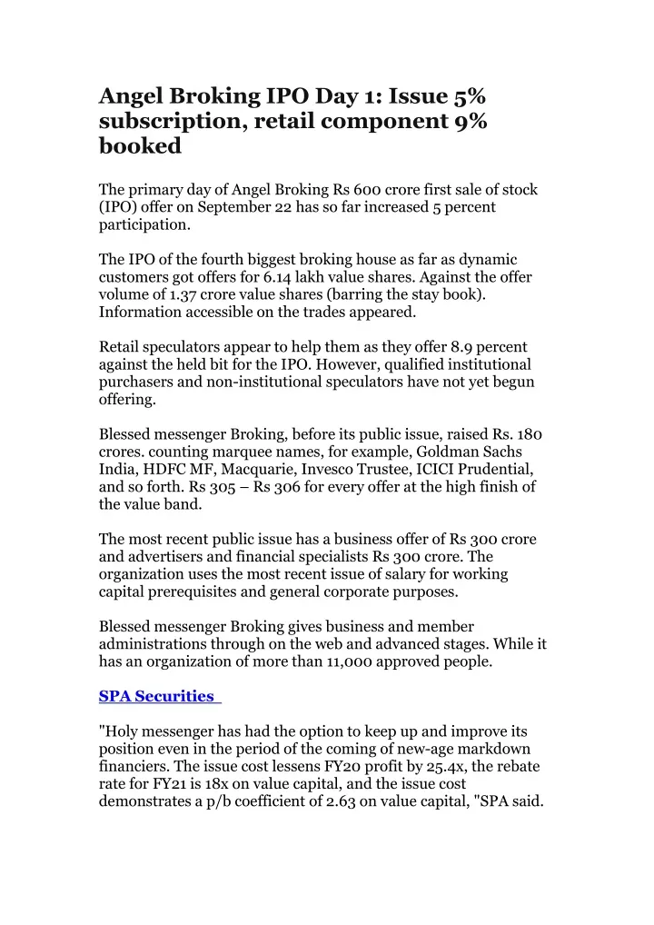 angel broking ipo day 1 issue 5 subscription