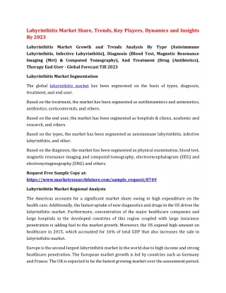Labyrinthitis Market Share, Trends, Key Players, Dynamics and Insights By 2023