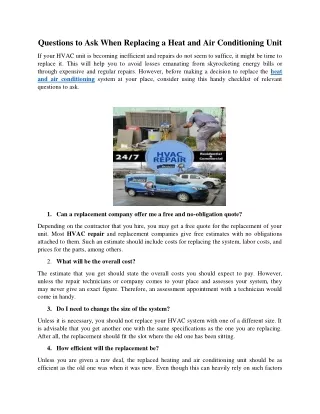questions to ask when replacing a heat