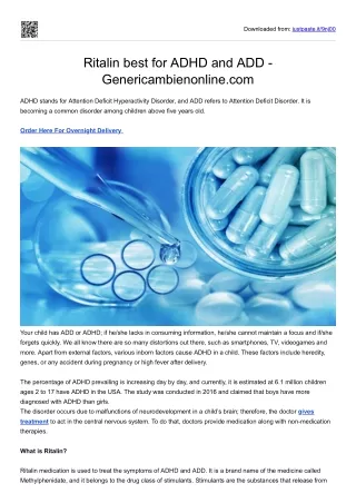 Ritalin best for ADHD and ADD - Genericambienonline.com