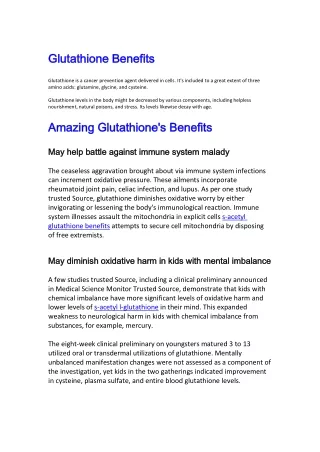 Amazing Benefits of Glutathione