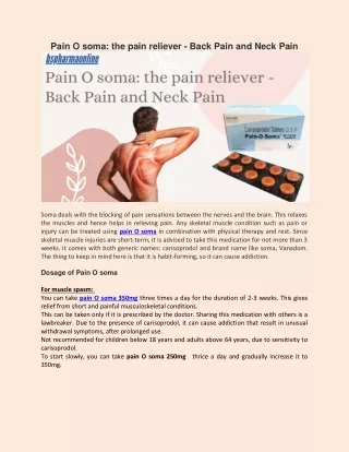 Pain O soma: the pain reliever - Back Pain and Neck Pain