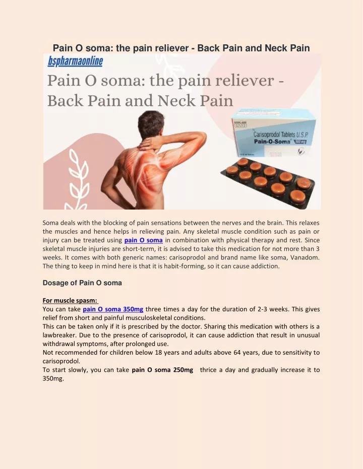 pain o soma the pain reliever back pain and neck