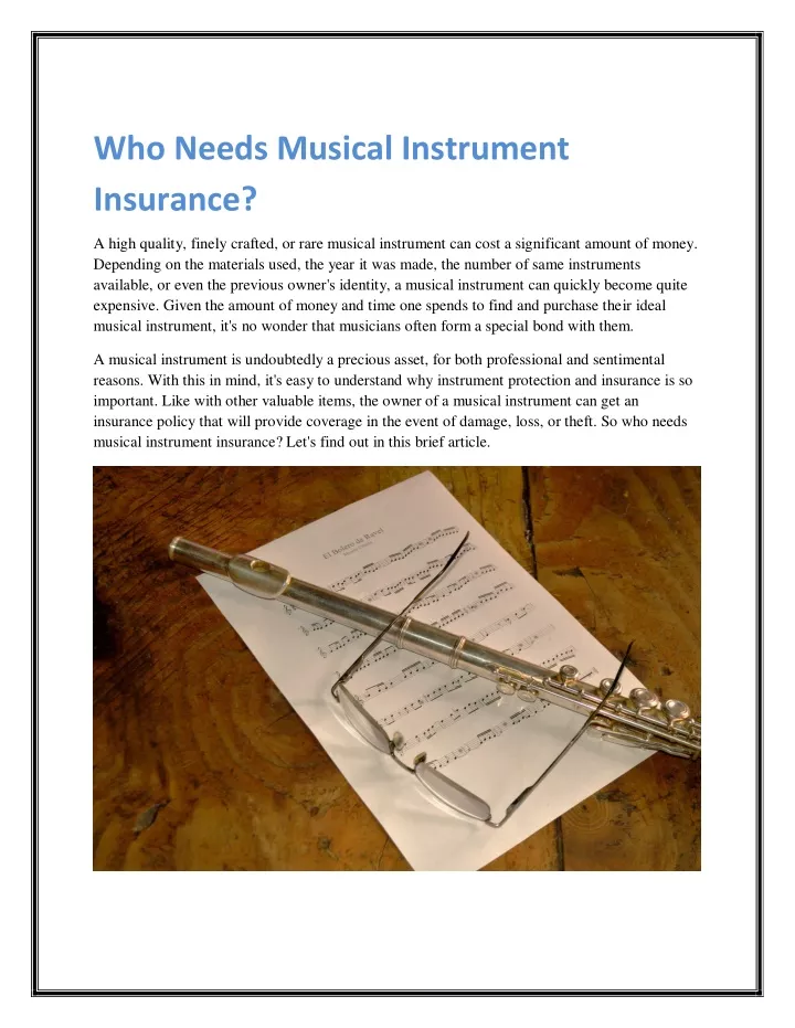 who needs musical instrument insurance