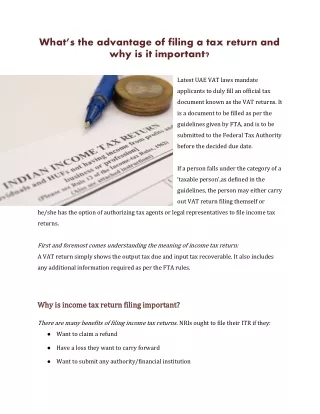 what s the advantage of filing a tax return