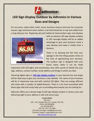 led sign display outdoor by adtronics in various