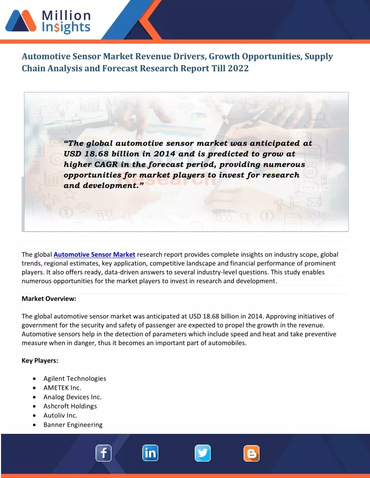 automotive sensor market revenue drivers growth