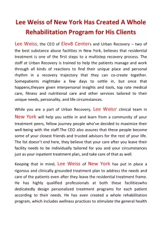 lee weiss of new york has created a whole