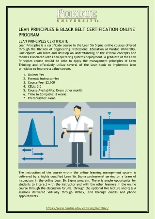 lean principles black belt certification online