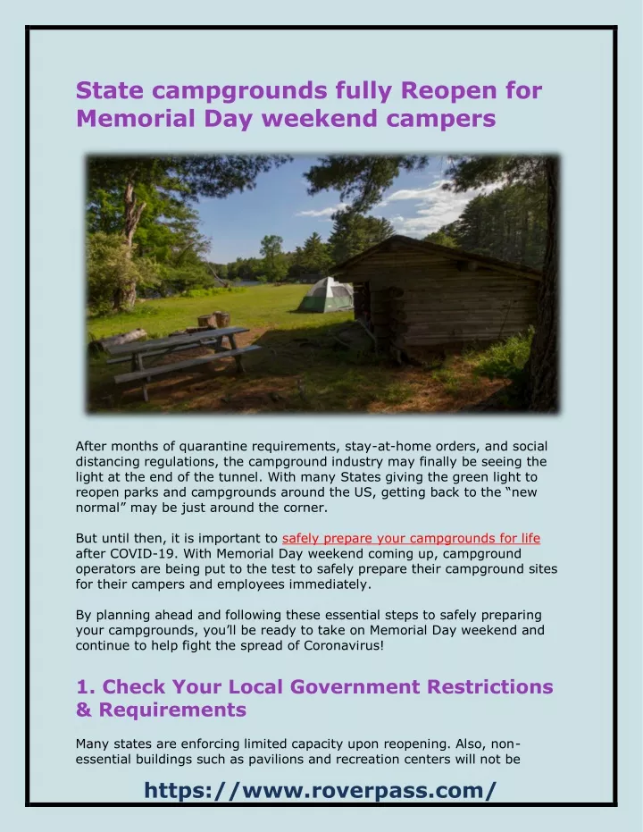 state campgrounds fully reopen for memorial
