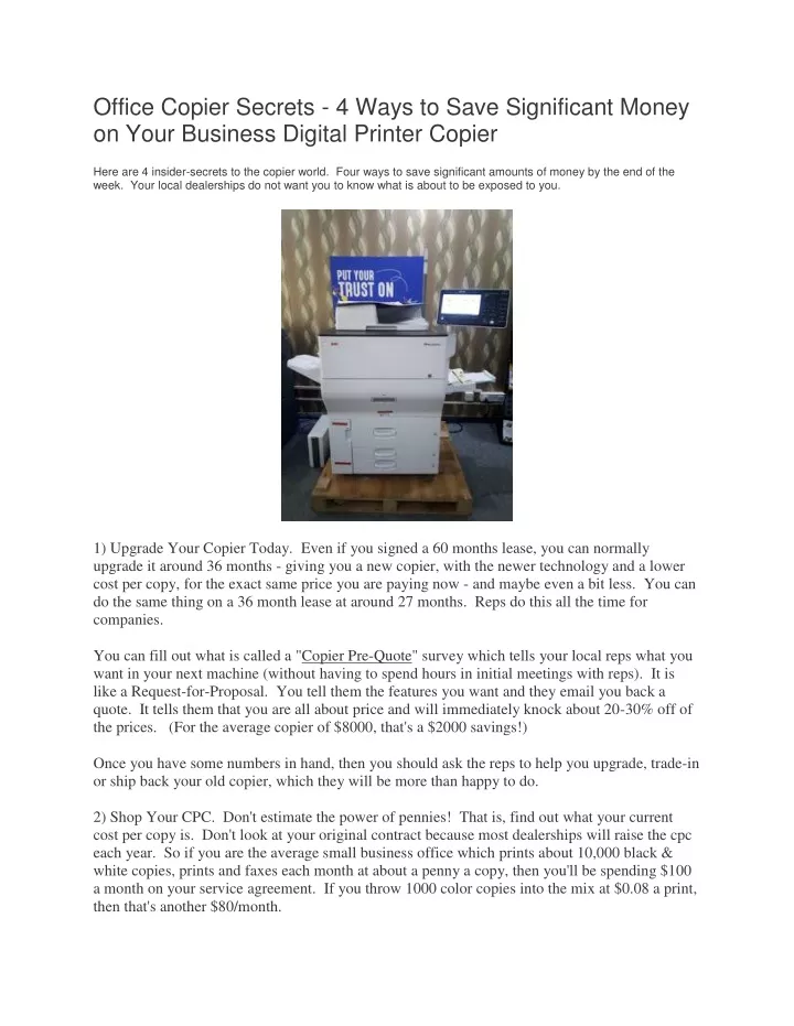 office copier secrets 4 ways to save significant