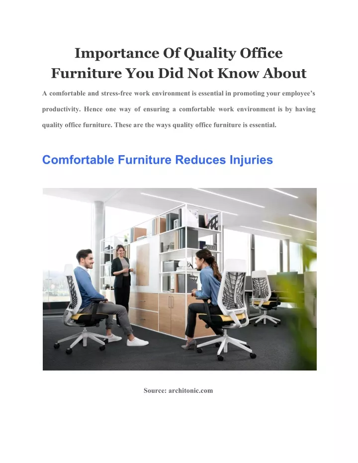 importance of quality office furniture