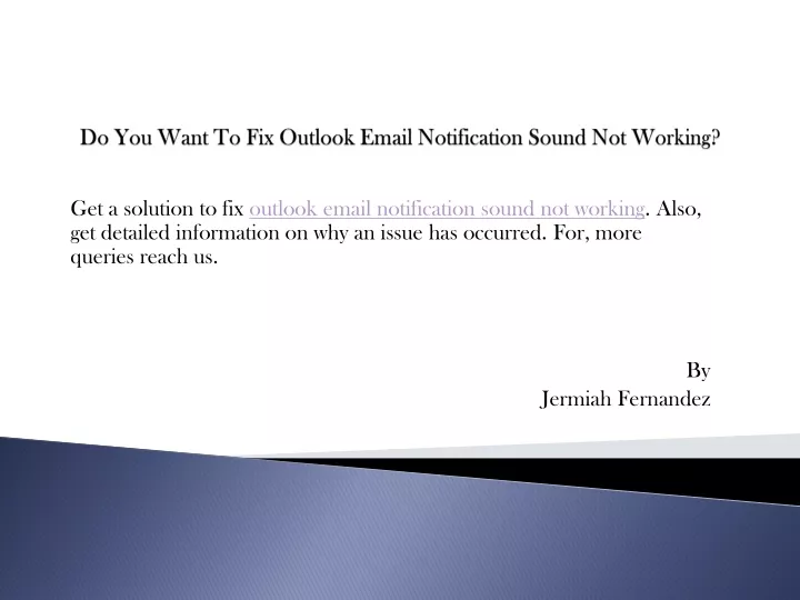 do you want to fix outlook email notification sound not working