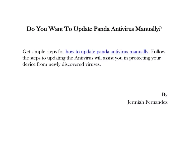 do you want to update panda antivirus manually