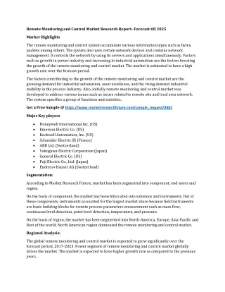 remote monitoring and control market research