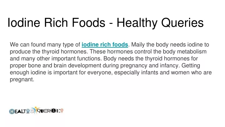 iodine rich foods healthy queries
