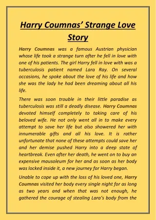 harry coumnas strange love story