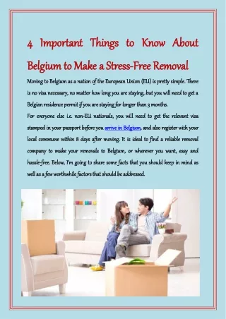 4 Important Things to Know About Belgium to Make a Stress-Free Removal