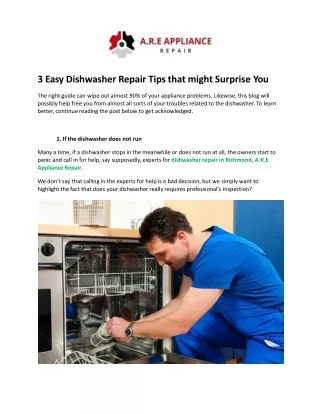 3 Easy Dishwasher Repair Tips that might Surprise You