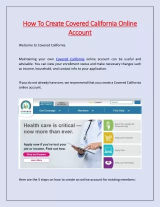 how to cr how to create covered california online
